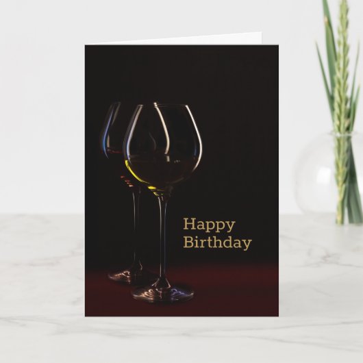 Black Wine Glass Happy Birthday Card Karte (Vorderseite)