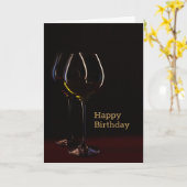 Black Wine Glass Happy Birthday Card Karte (Gelbe Blume)