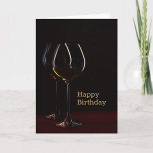 Black Wine Glass Happy Birthday Card Karte