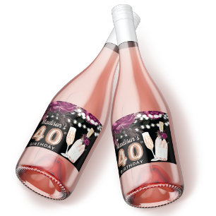 Black Wine Luxury 40. Geburtstag Personalisiert Schaumweinetikett