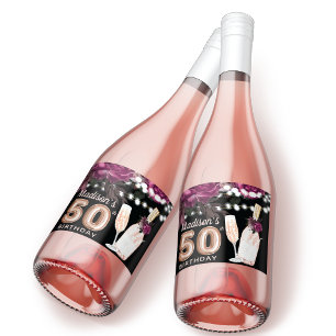 Black Wine Luxury 50. Geburtstag Personalisiert Schaumweinetikett