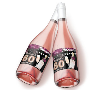 Black Wine Luxury 60. Geburtstag Personalisiert Schaumweinetikett
