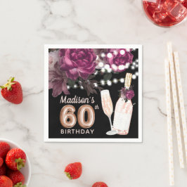 Black Wine Luxury 60. Geburtstag Personalisiert Serviette