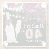 Black Wine Personalisiert Luxury 40. Geburtstag Glasuntersetzer (Rückseite)