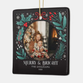 Black Winter Botanicals Weihnachtsfest Foto Keramikornament (Links)