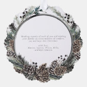 Black Winter Pine Frohe Weihnachts-Foto Kranz Ornament Karte (Rückseite)