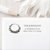 Black Winter Pinecone Berry Wreath Rücksendeadress (Insitu)