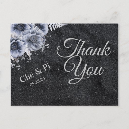 Black Winter Wedding Dankeschön Card Postkarte (Vorderseite)