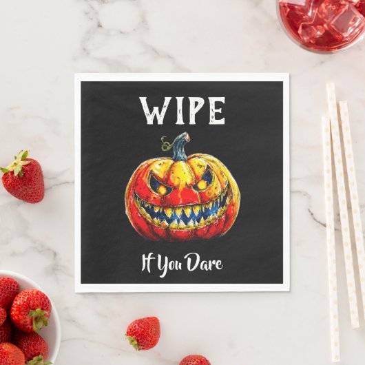 Black Wipe If You Dare Halloween Smiling Pumpkin Serviette (Beispiel)