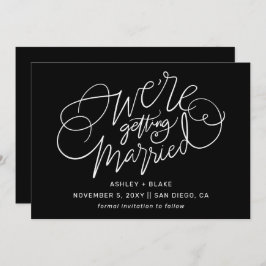 Black Wir heiraten Simple Calligraphy Save The Date