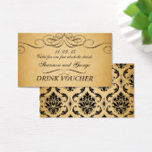 Black Wirbel Damask Vintage Wedding Drink Gutschei (Schreibtisch)