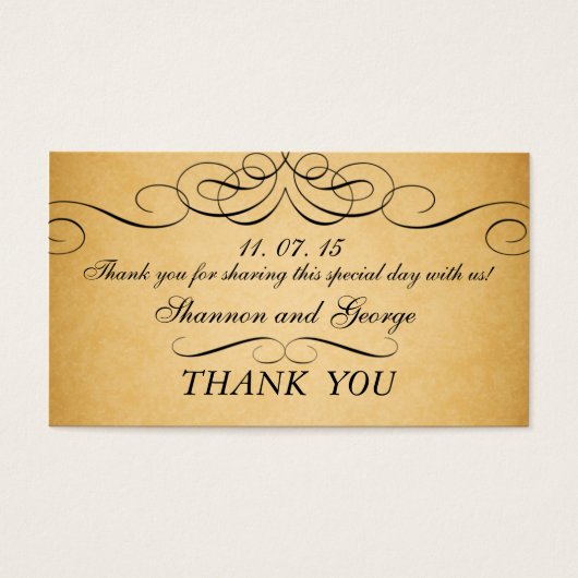 Black Wirbel Damask Vintage Wedding Favor Tag (Vorderseite)