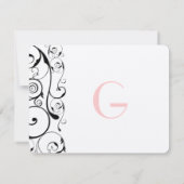 Black Wirbel Wedding RSVP Karte (Rückseite)