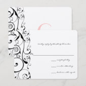 Black Wirbel Wedding RSVP Karte (Vorne/Hinten)