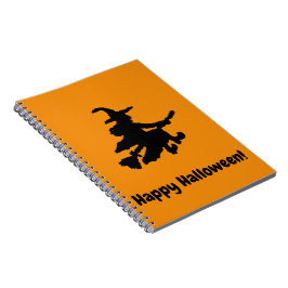 Black Witch on Orange - Happy Halloween Notizblock