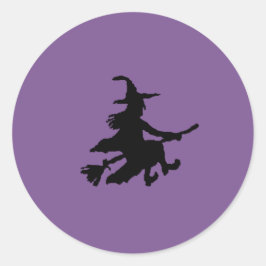 Black witch on purple  runder aufkleber