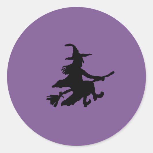Black witch on purple runder aufkleber (Vorderseite)