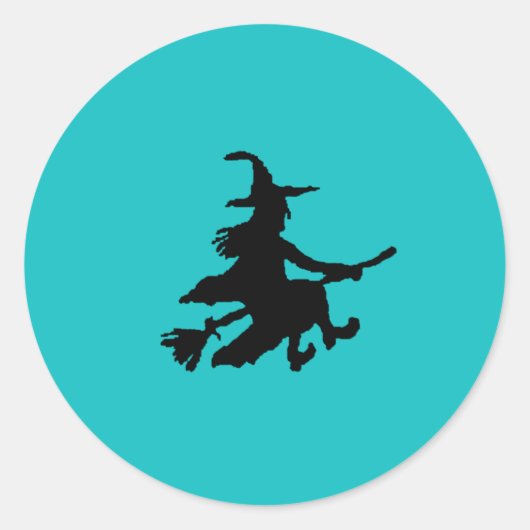 Black witch on Teal Runder Aufkleber (Vorderseite)