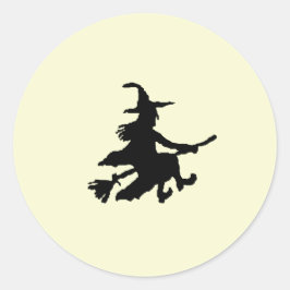 Black witch on Yellow Runder Aufkleber