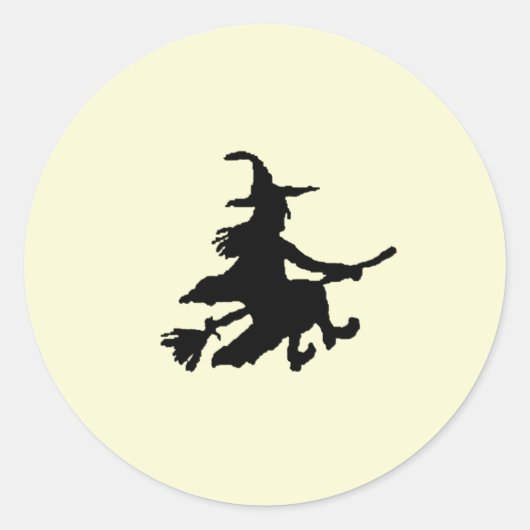 Black witch on Yellow Runder Aufkleber (Vorderseite)