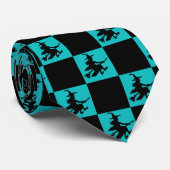 Black Witches Black & Teal Checkered Krawatte (Gerollt)
