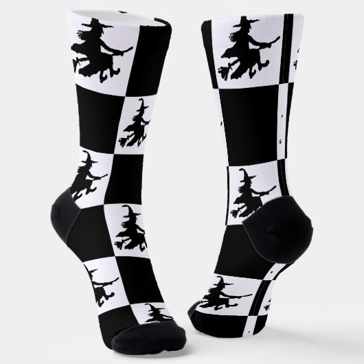 Black Witches Black & White Checkered Socken (Gewinkelt)