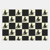 Black Witches on White, Yellow & Orange Checkered Geschenkpapier Set (Vorderseite 2)