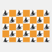 Black Witches on White, Yellow & Orange Checkered Geschenkpapier Set (Vorderseite 3)