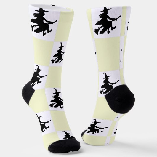 Black Witches Yellow & White Checkered Socken (Gewinkelt)