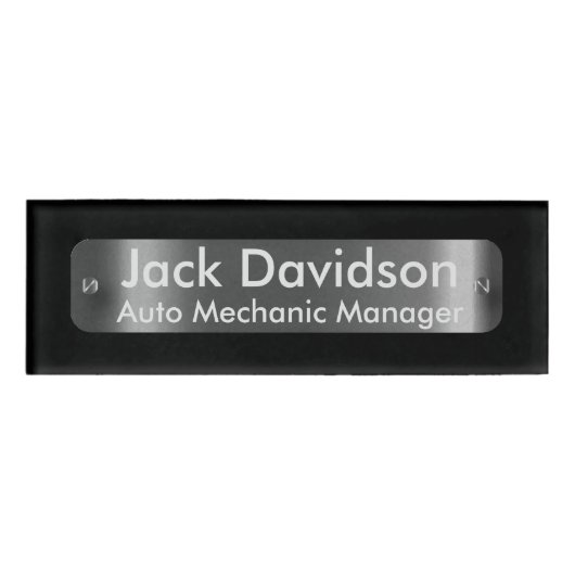 Black with A Dark Silver Label Plate -Personalized Namenschild (Vorderseite)