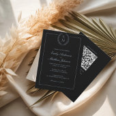 Black With Blue Wedding Invitation QR Code Einladung