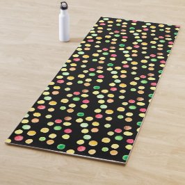 Black With Coloured Dots Yellow Pattern Yogamat Yogamatte