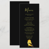 Black with Gold Birds Wedding Menu Menükarte (Vorne/Hinten)
