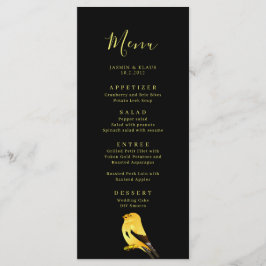 Black with Gold Birds Wedding Menu Menükarte