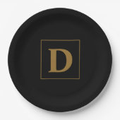 Black with Gold Family Initial Pappteller (Vorderseite)