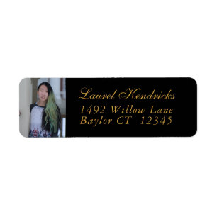 Black with Gold Foil Graduate Return Address Label