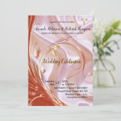 Black with Gold on Champagne Silk Wedding Einladung (Stehend Vorderseite)