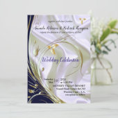 Black with Gold on Champagne Silk Wedding Einladung (Stehend Vorderseite)