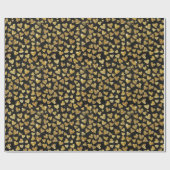 Black With Gold Sparkle Hearts Geschenkpapier (Flach)