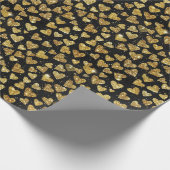 Black With Gold Sparkle Hearts Geschenkpapier (Ecke)