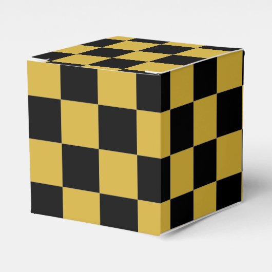 Black with Metallic Gold Square Pattern Classic Geschenkschachtel (Vorderseite)