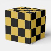 Black with Metallic Gold Square Pattern Classic Geschenkschachtel (Rückseite)
