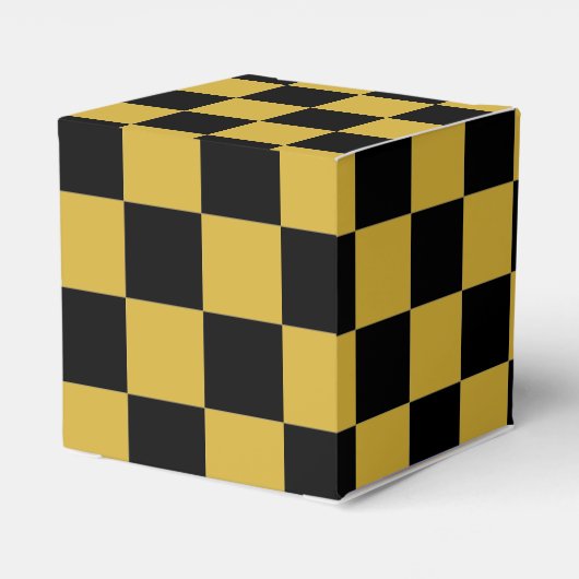 Black with Metallic Gold Square Pattern Classic Geschenkschachtel (Rückseite)