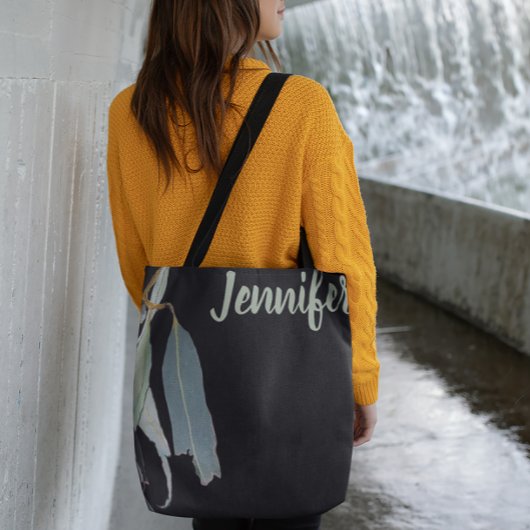 Black with Watercolor Leaves Named  Tasche