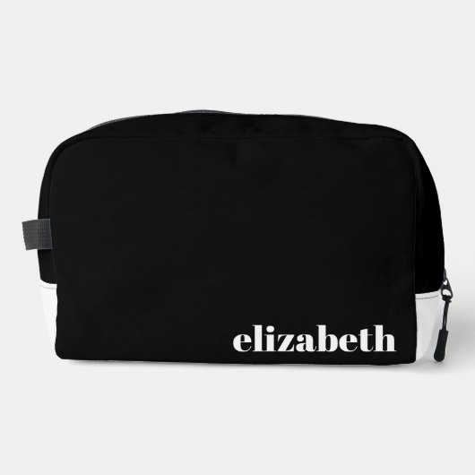 Black with White Name Waschbeutel (Vorderseite)