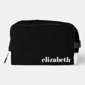 Black with White Name Waschbeutel (Rückseite)