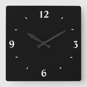 Black with White Numerals >Kitchen Clock Quadratische Wanduhr