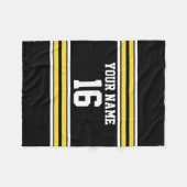 Black with Yellow White Stripes Team Jersey Fleecedecke (Vorderseite (Horizontal))