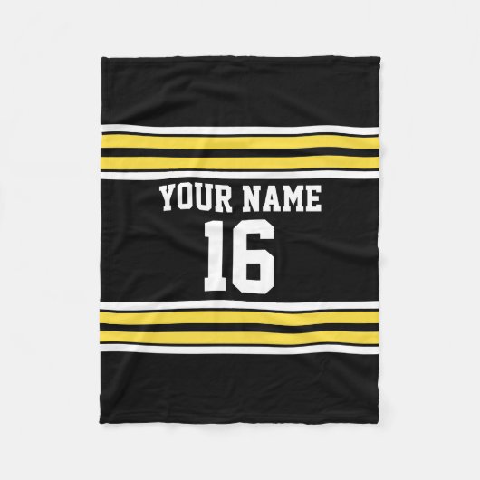 Black with Yellow White Stripes Team Jersey Fleecedecke (Vorderseite)