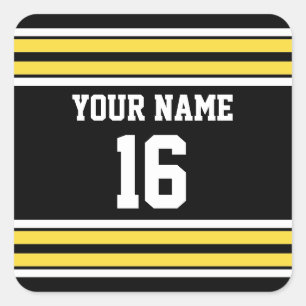 Black with Yellow White Stripes Team Jersey Quadratischer Aufkleber